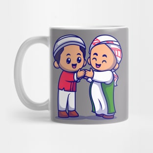 Couple Muslim Men Shaking Hands Cartoon Mug